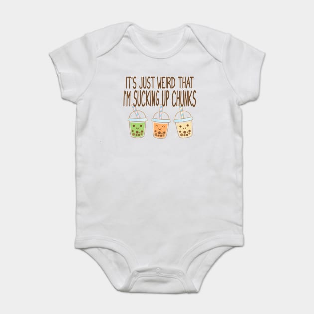 Sucking Up Chunks Boba Bubble Tea design Baby Bodysuit by Luxinda